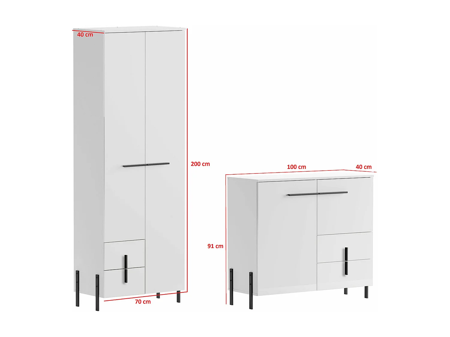 GARDEROBEN-SET Vigo weiß / weiß Hochglanz 2-teilig