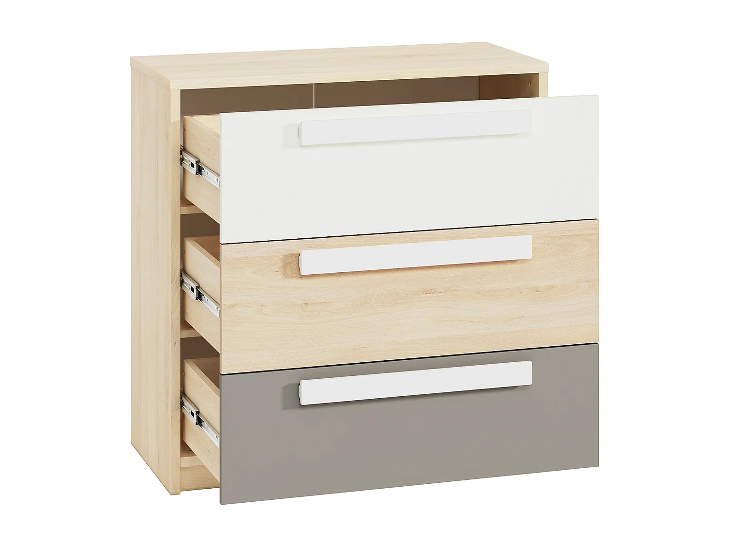 KOMMODE Drop Fjord Buche / weiß / grau