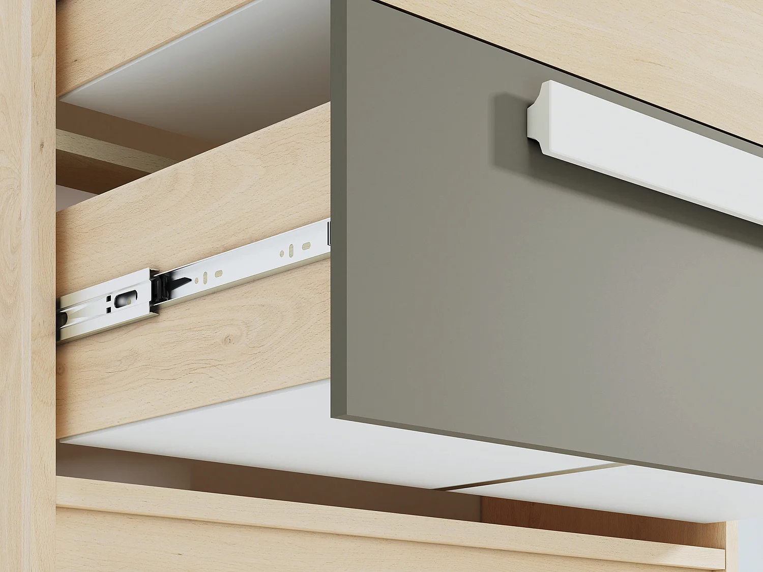 KOMMODE Drop Fjord Buche / weiß / grau