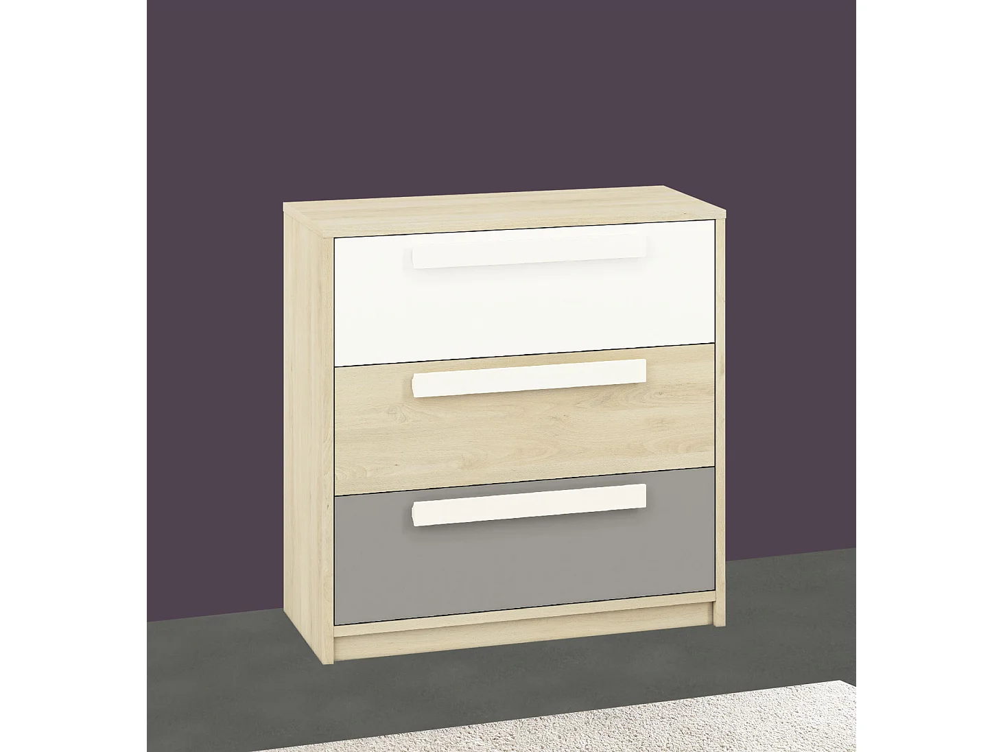 KOMMODE Drop Fjord Buche / weiß / grau