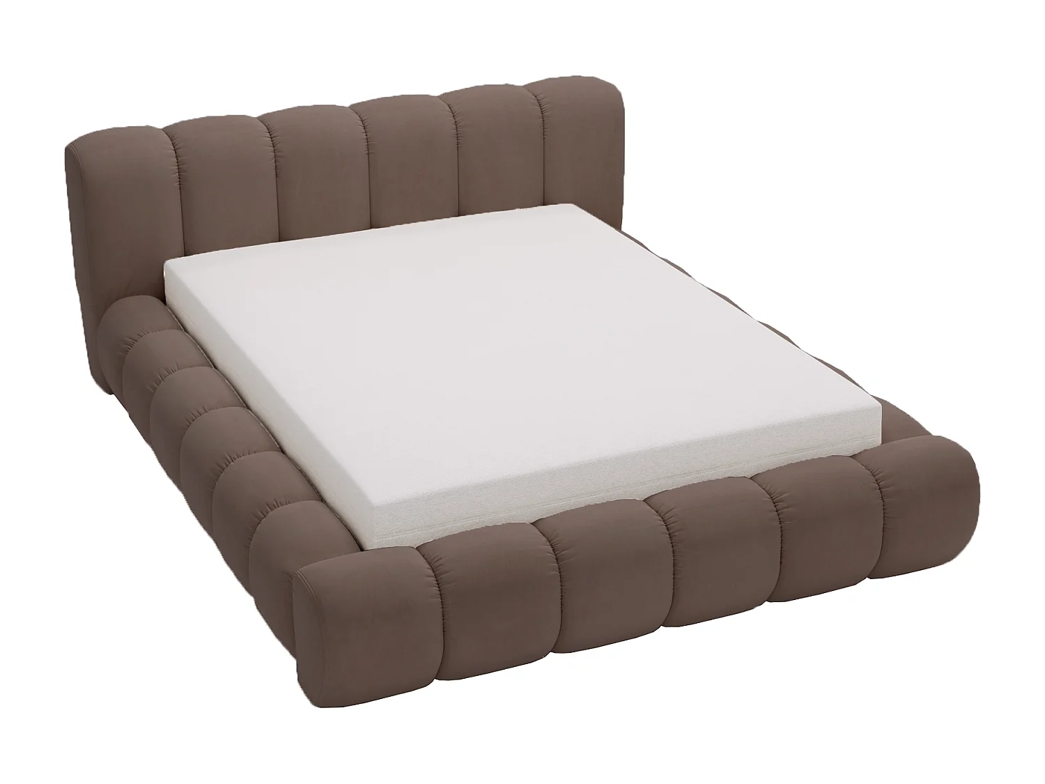 Emporius Lit avec sommier 180x200 Cloud - Lit rembourré, Lit adulte - Lit double avec Rangement, tête de lit - Velvet Brun (Jupiter 31)