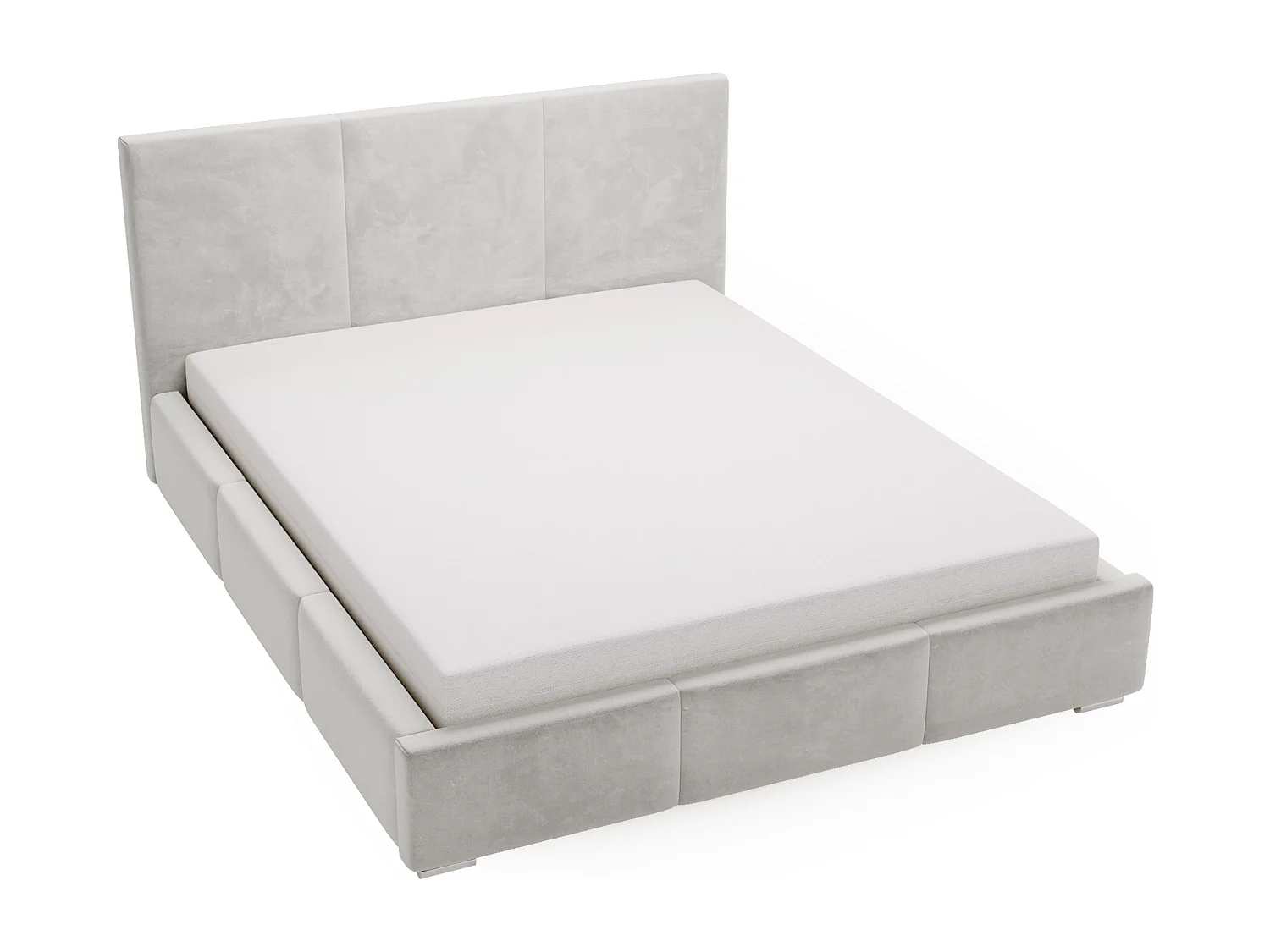 Emporius Lit 140x200 Lary - Lit avec rangement, Lit adulte rembourré - sommier à Lattes, tissu velours Gris clair (Magic Velvet 2218)