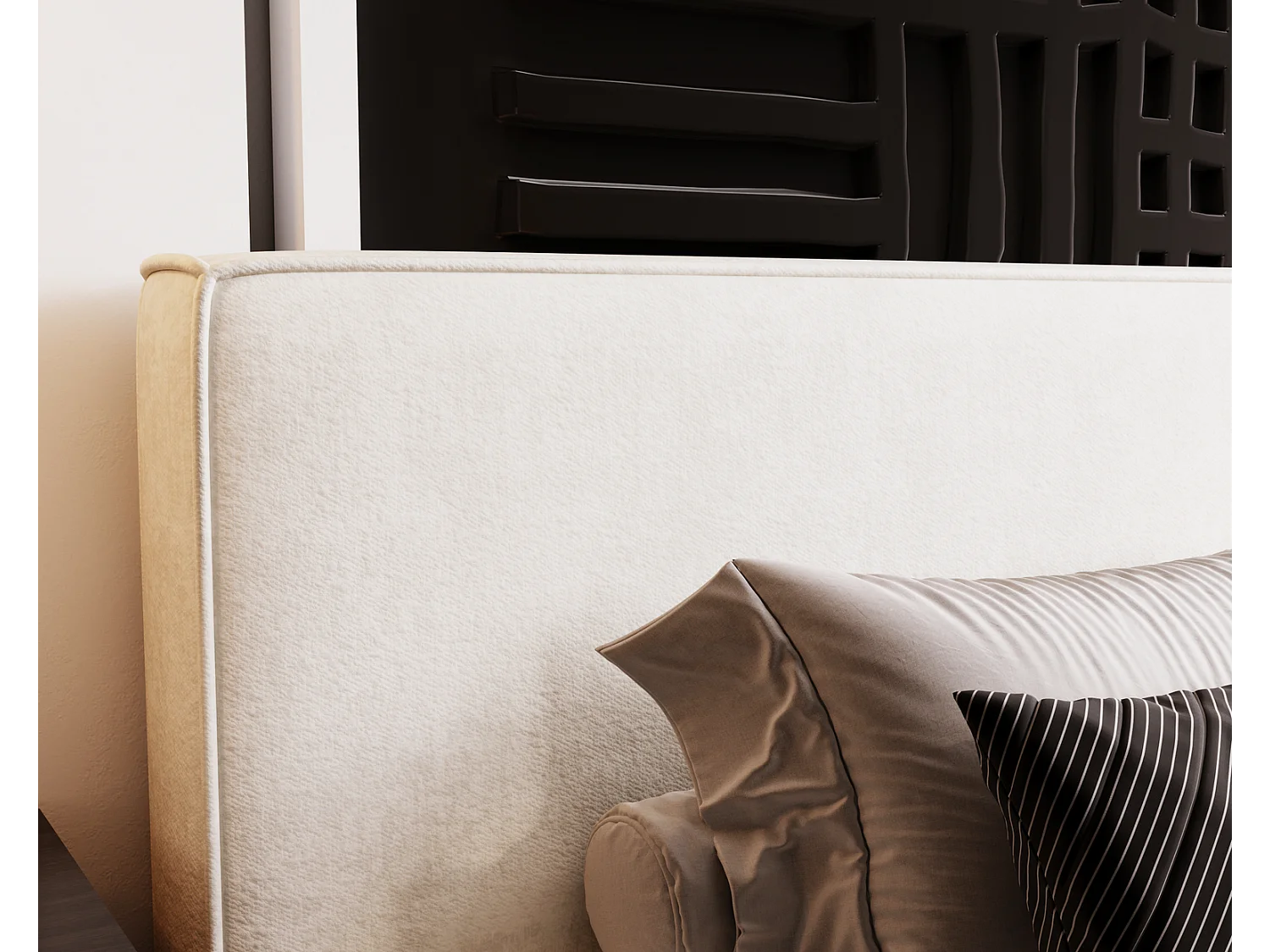 Emporius Gestoffeerd bed 180x200 Amare - tweepersoonsbed met opbergruimte - fluwelen Crème (Komodo 10)