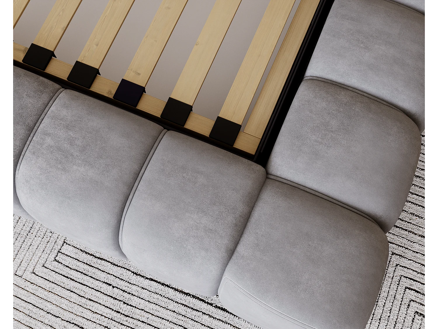 Emporius Lit avec Rangement 180x200cm Como, Lit capitonné, Lit adulte  - Mousse épaisse, tissu Velvet Gris (Whisper 17)