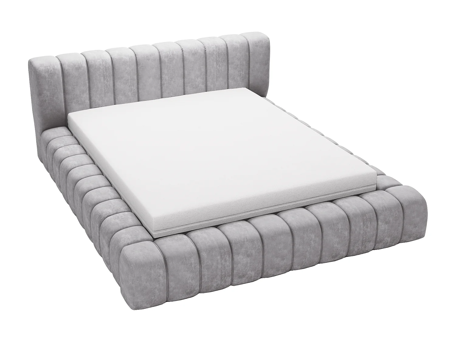 Emporius Lit avec Rangement 180x200cm Como, Lit capitonné, Lit adulte  - Mousse épaisse, tissu Velvet Gris (Whisper 17)