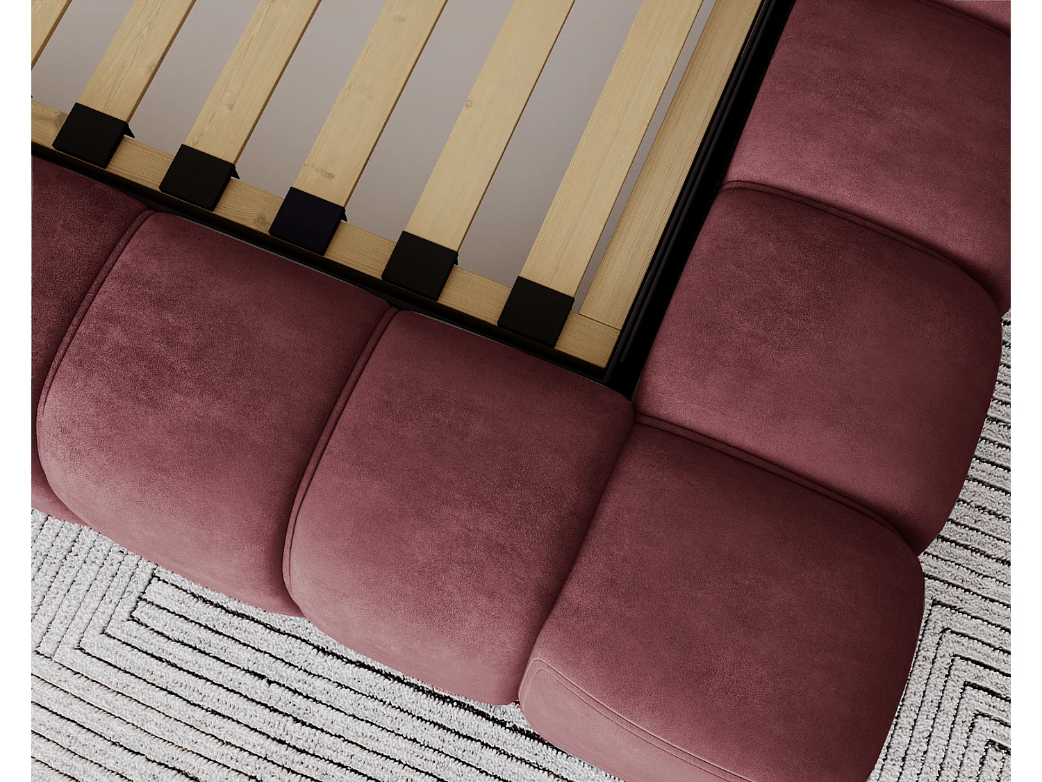 Emporius Lit avec Rangement 180x200cm Como, Lit capitonné, Lit adulte  - Mousse épaisse, tissu Velvet Rouge (Whisper 14)