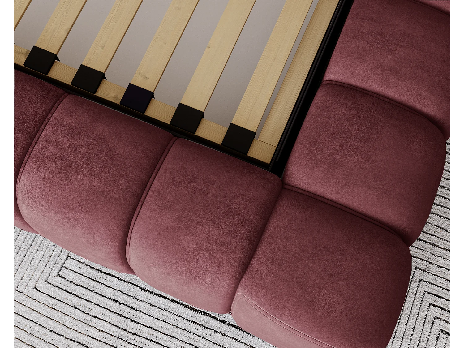 Emporius bed 180x200 met opbergruimte, lattenbodem Como - tweepersoonsbed, dik schuim, fluwelen - Rood (Whisper 14)