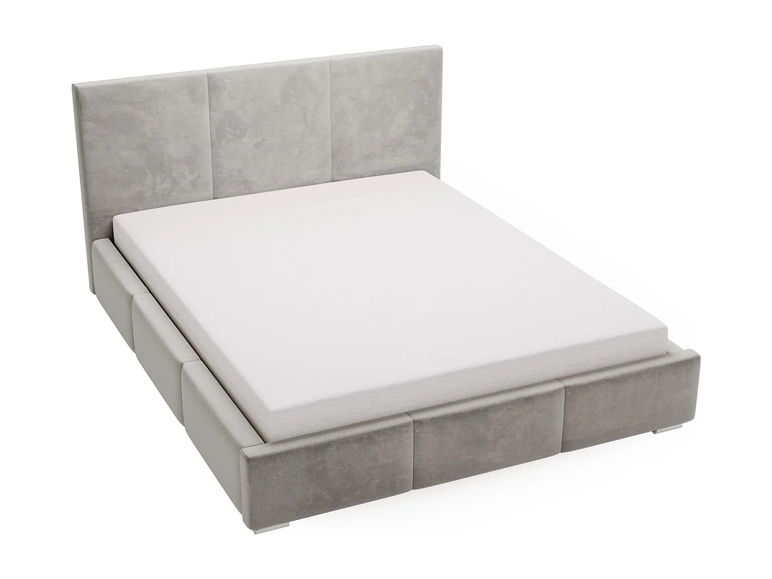 Emporius Lit 160x200 Lary - Lit avec rangement, Lit adulte rembourré - sommier à Lattes, tissu velours Gris (Magic Velvet 2217)