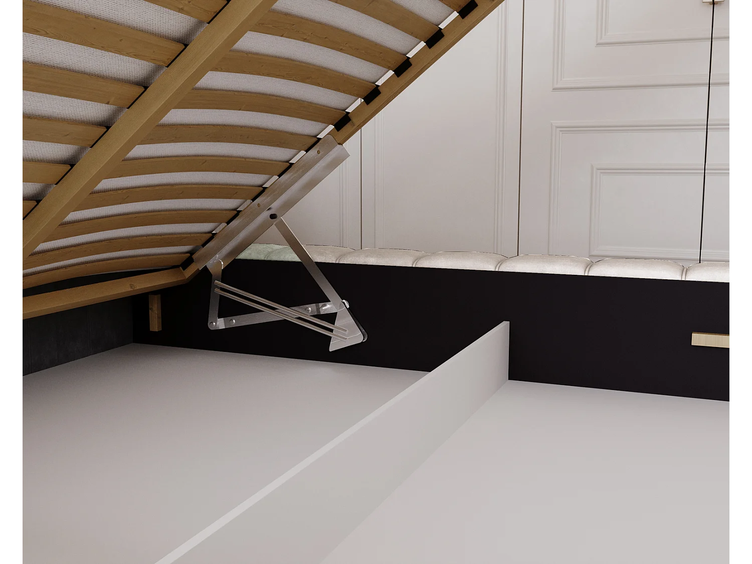 Emporius Lit avec Rangement 180x200cm Como, Lit capitonné, Lit adulte  - Mousse épaisse, tissu Velvet Crème (Whisper 1)