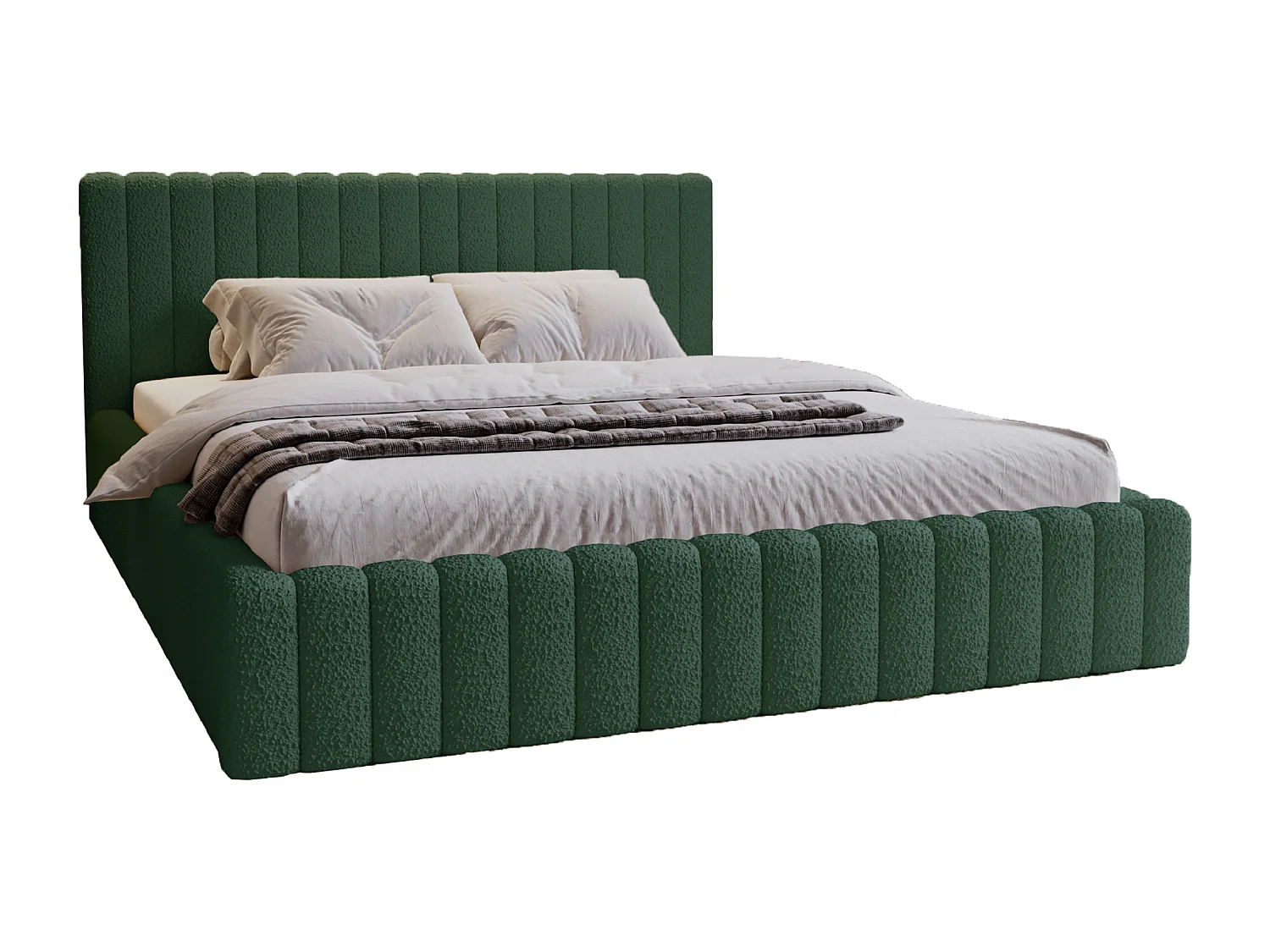 Emporius Lit Rembourré 180x200 cm Billo - lit double avec Rangement, Tête de Lit - Lit adulte, Chambre d'Adolescent - Bouclé Vert (Anthology 13)