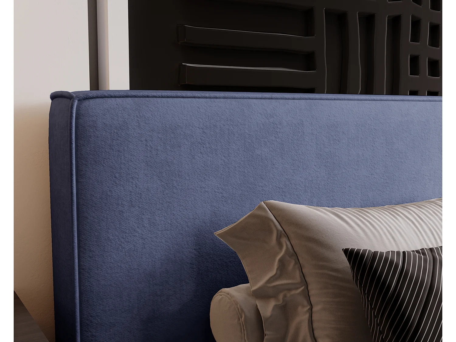 Emporius Lit double, lit adulte avec Rangement 160x200 cm Amare - Velour Bleu (Komodo 50)