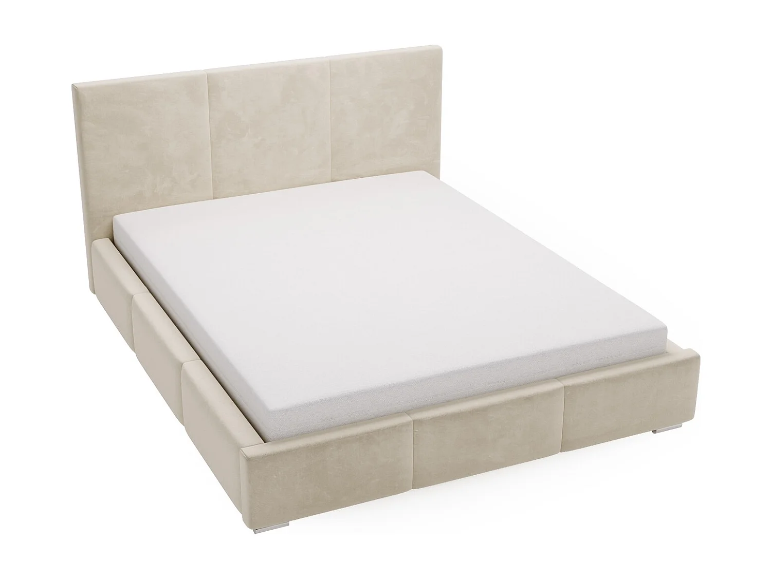 Emporius Lit 200x200 Lary - Lit avec rangement, Lit adulte rembourré - sommier à Lattes, tissu velours Beige (Magic Velvet 2201)