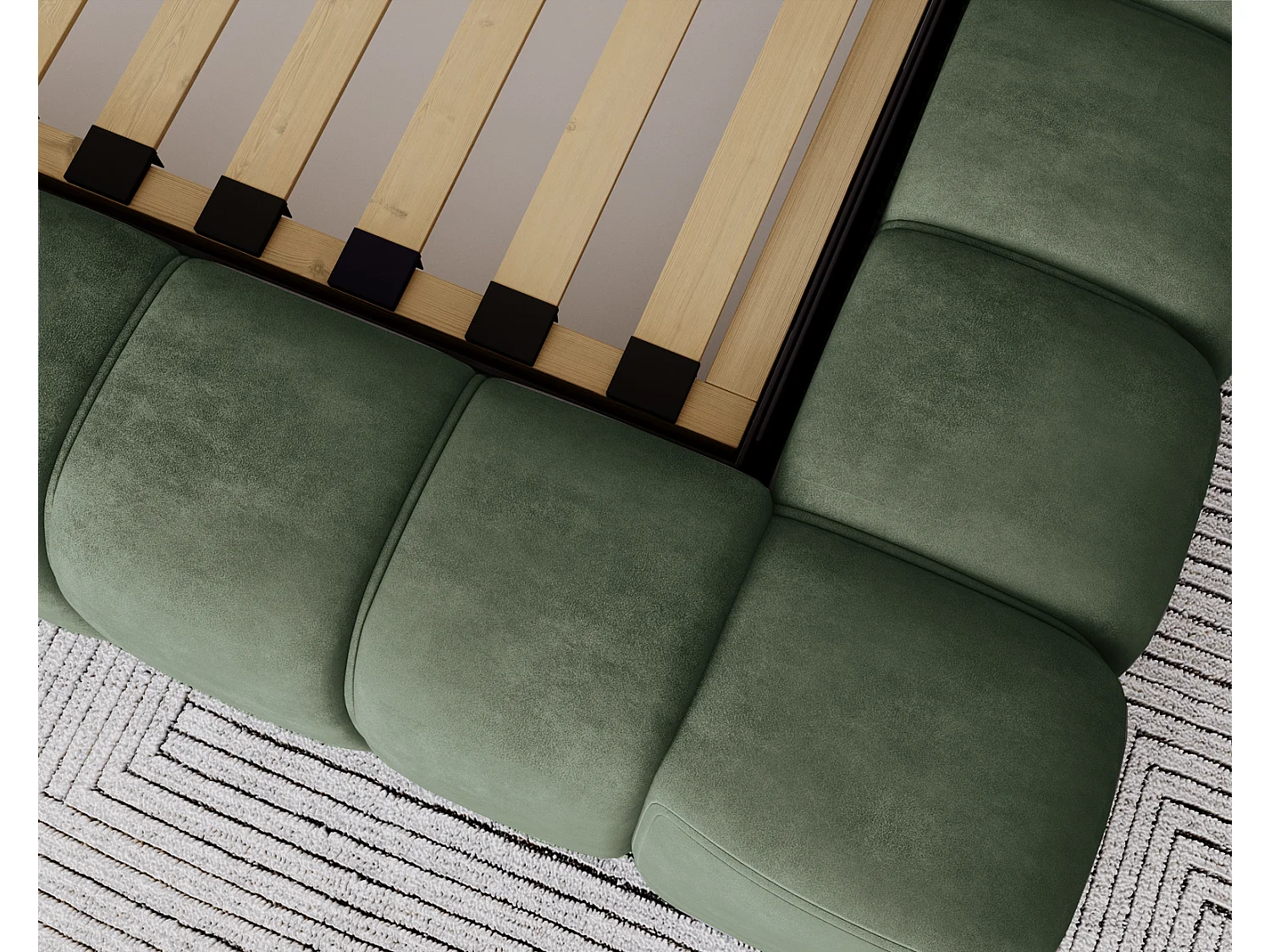 Emporius Lit avec Rangement 140x200cm Como, Lit capitonné, Lit adulte  - Mousse épaisse, tissu Velvet Vert (Whisper 11)