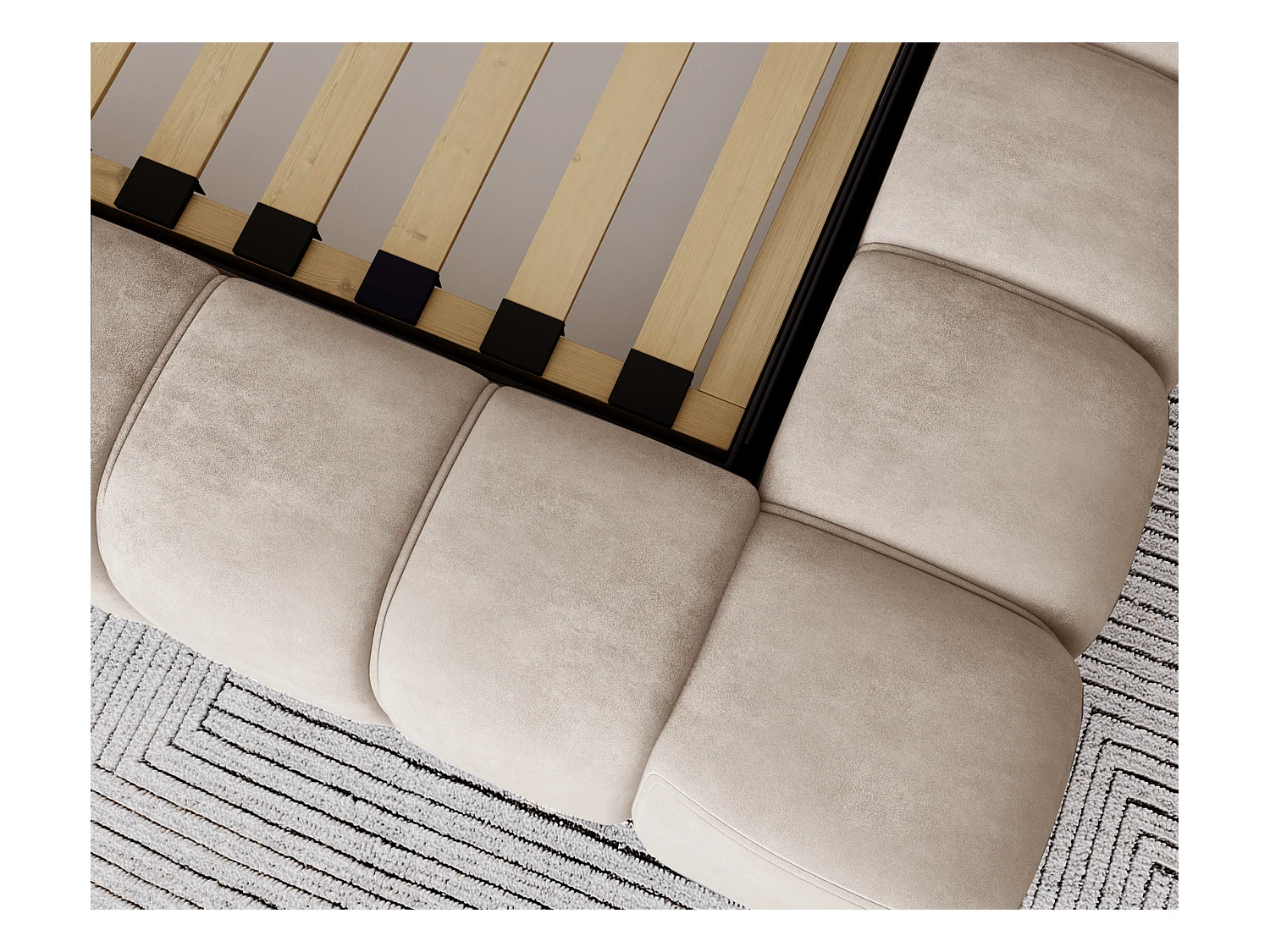 Emporius Lit avec Rangement 160x200cm Como, Lit capitonné, Lit adulte  - Mousse épaisse, tissu Velvet Beige (Whisper 2)