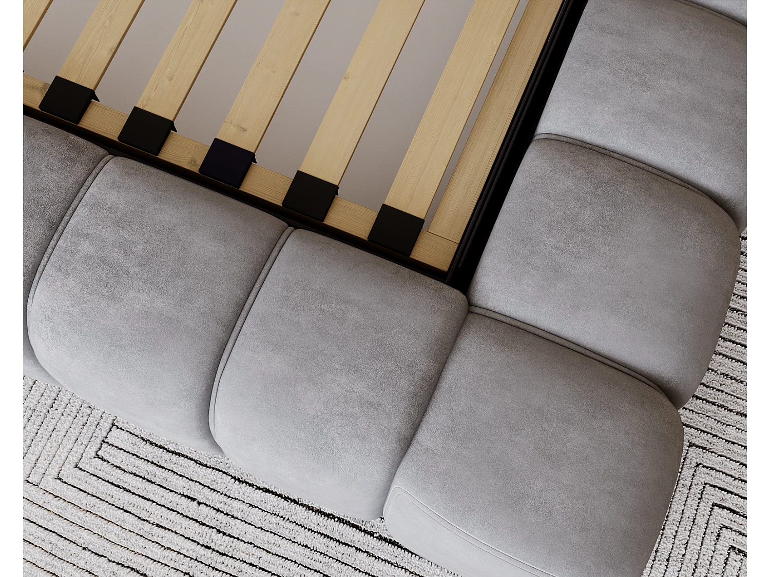 Emporius Lit avec Rangement 140x200cm Como, Lit capitonné, Lit adulte  - Mousse épaisse, tissu Velvet Gris (Whisper 17)
