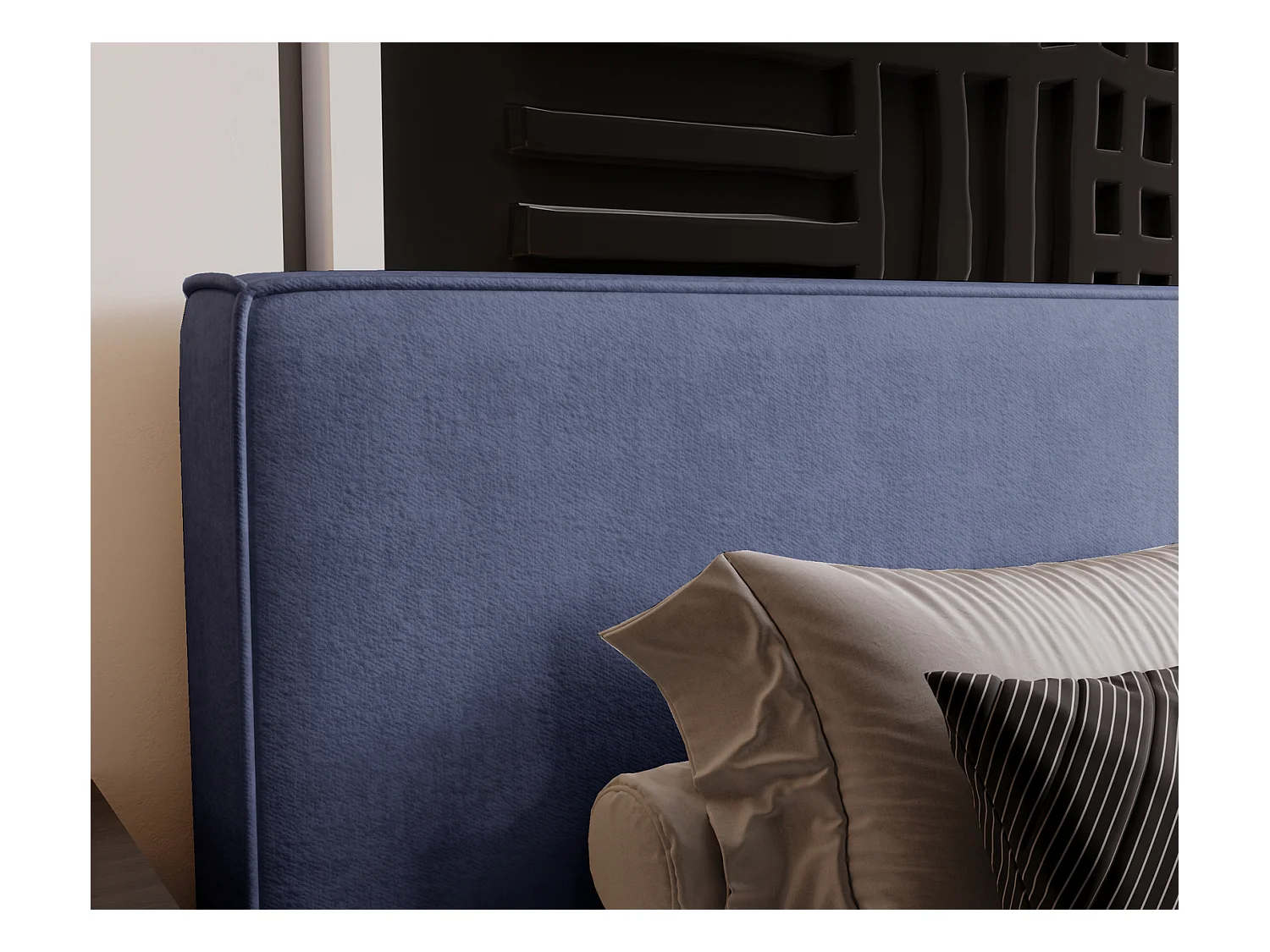 Emporius Lit double, lit adulte avec Rangement 180x200 cm Amare - Velour Bleu (Komodo 50)