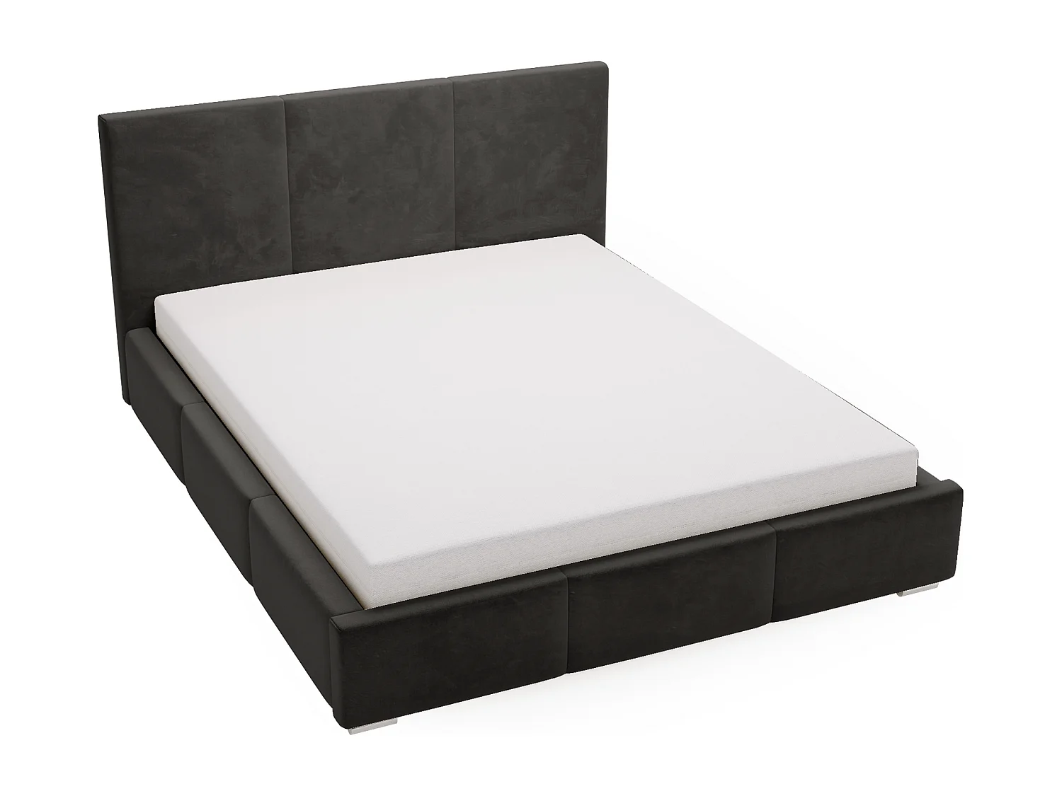 Emporius Lit 160x200 Lary - Lit avec rangement, Lit adulte rembourré - sommier à Lattes, tissu velours Noir (Magic Velvet 2219)