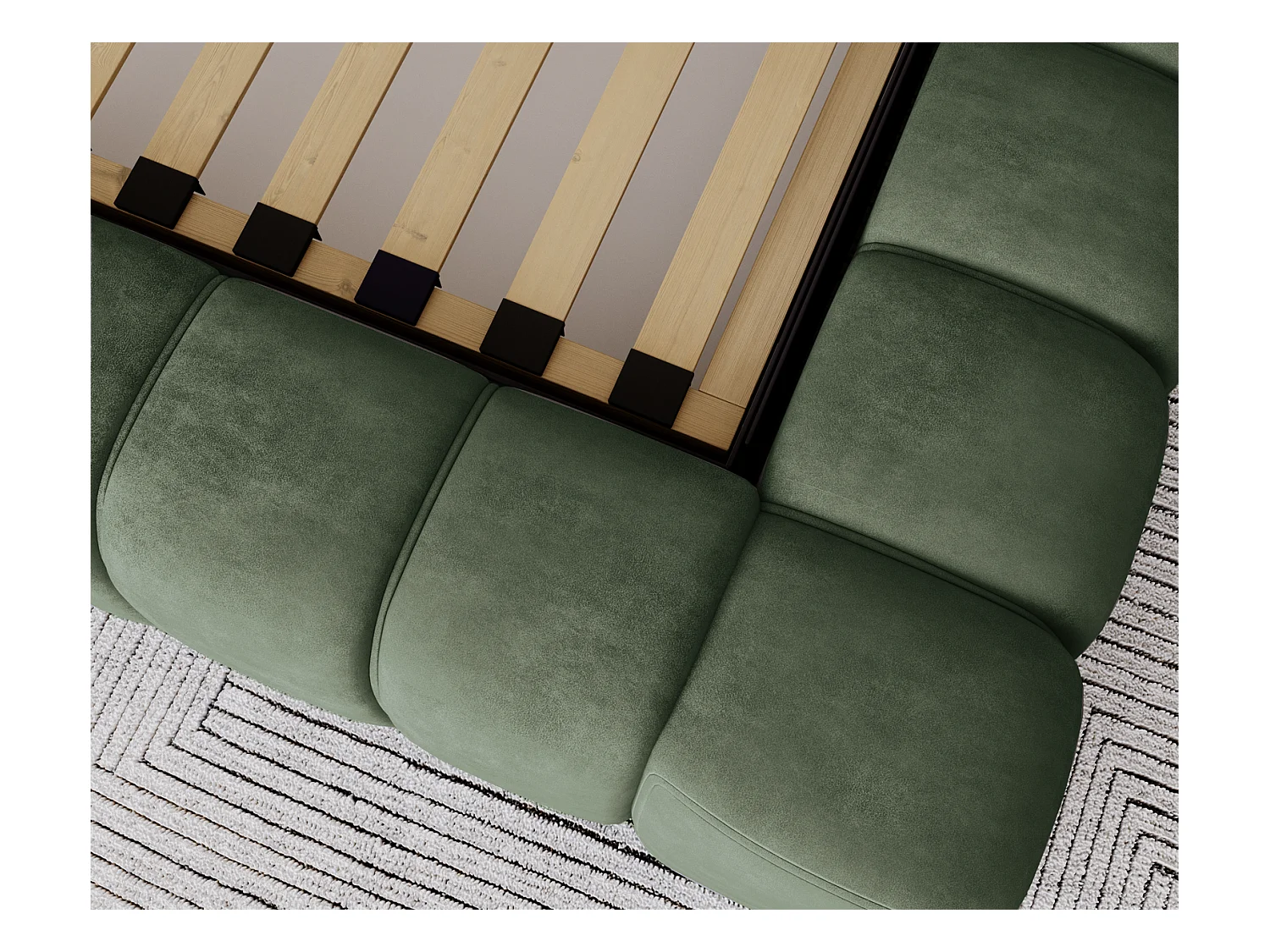 Emporius Lit avec Rangement 160x200cm Como, Lit capitonné, Lit adulte  - Mousse épaisse, tissu Velvet Vert (Whisper 11)