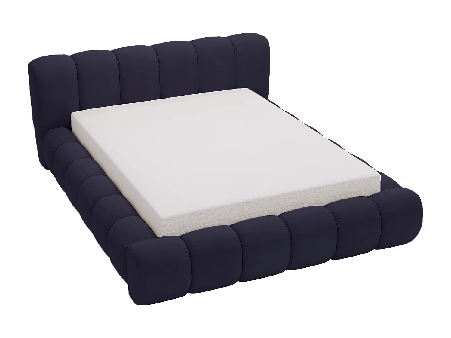 Emporius Lit avec sommier 180x200 Cloud - Lit rembourré, Lit adulte - Lit double avec Rangement, tête de lit - Velvet Bleu foncé (Jupiter 70)