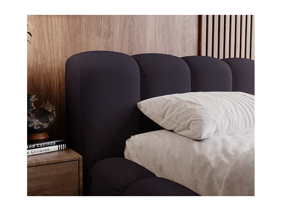 Emporius Lit avec sommier 160x200 Cloud - Lit rembourré, Lit adulte - Lit double avec Rangement, tête de lit - Velvet Bleu foncé (Jupiter 70)