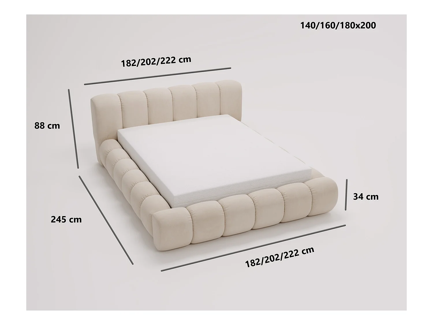 Emporius Lit avec sommier 160x200 Cloud - Lit rembourré, Lit adulte - Lit double avec Rangement, tête de lit - Velvet Bleu foncé (Jupiter 70)