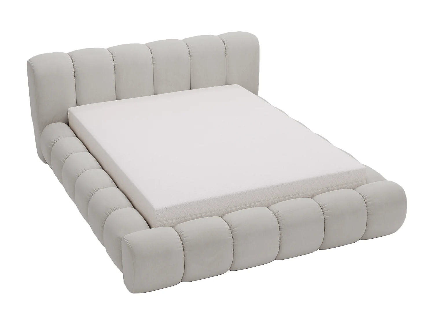 Emporius Lit avec sommier 160x200 Cloud - Lit rembourré, Lit adulte - Lit double avec Rangement, tête de lit - Velvet Gris (Jupiter 21)