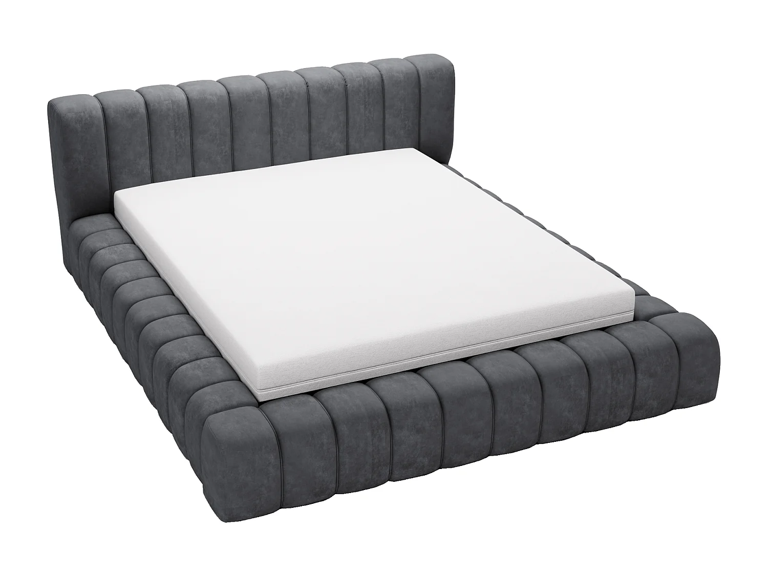 Emporius Lit avec Rangement 160x200cm Como, Lit capitonné, Lit adulte  - Mousse épaisse, tissu Velvet Gris foncé (Whisper 15)