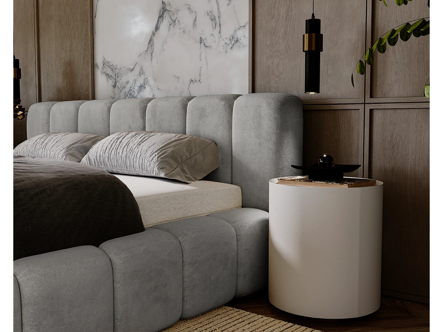 Emporius gestoffeerd tweepersoons bed 180x200 Bolonia - bed met opbergruimte - bed met lattenbodem - fluweel Grijs (Magic Velvet 2217)