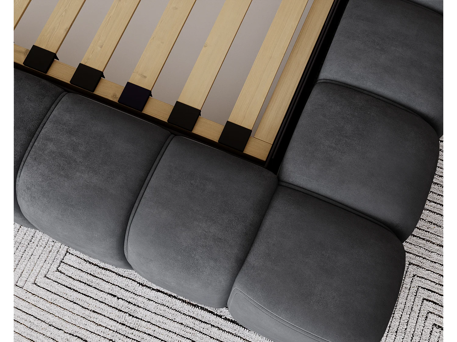 Emporius bed 180x200 met opbergruimte, lattenbodem Como - tweepersoonsbed, dik schuim, fluwelen - Donkergrijs (Whisper 15)