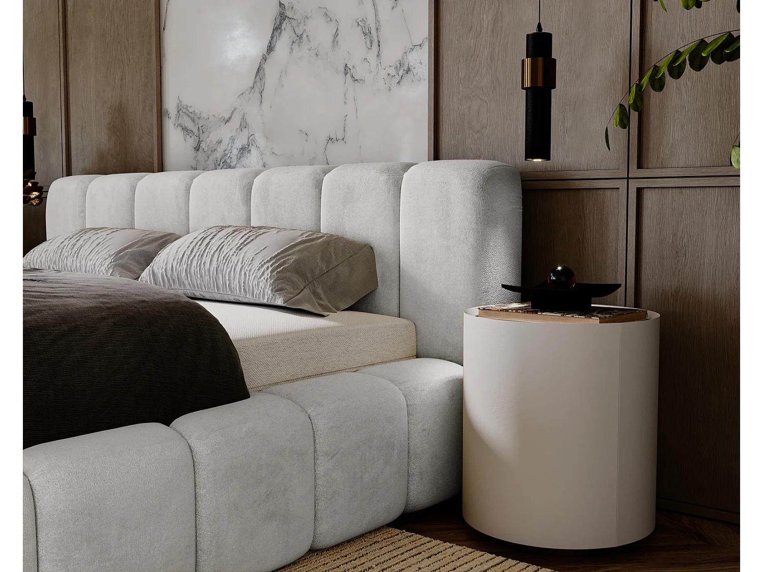 Emporius gestoffeerd tweepersoons bed 140x200 Bolonia - bed met opbergruimte - bed met lattenbodem - fluweel Lichtgrijs (Magic Velvet 2218)