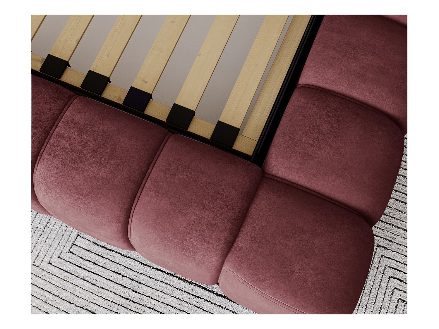 Emporius Lit avec Rangement 160x200cm Como, Lit capitonné, Lit adulte  - Mousse épaisse, tissu Velvet Rouge (Whisper 14)