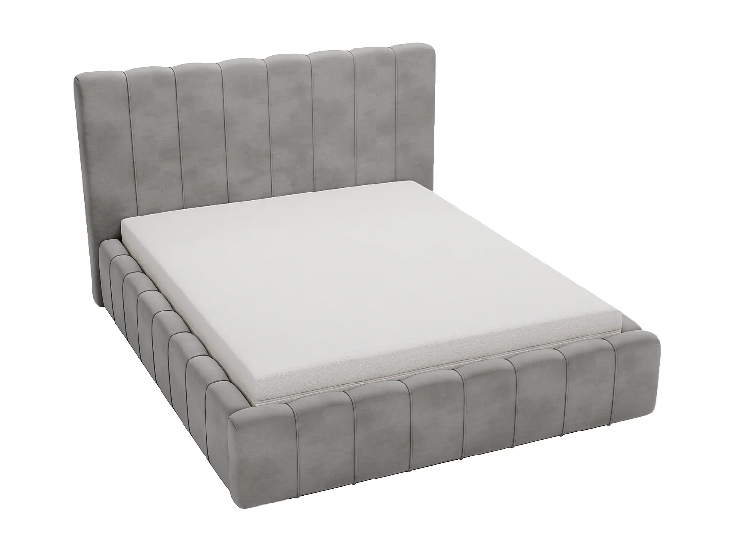 Emporius Lit Capitonné 140x200 Lisbon - Lit avec Sommier à Lattes, Rangement, Tête de Lit - Lit double velvet Gris (Magic Velvet 2217)