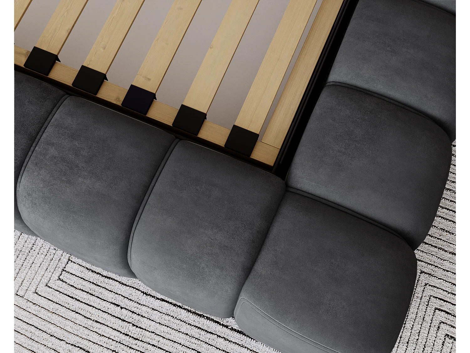 Emporius Lit avec Rangement 140x200cm Como, Lit capitonné, Lit adulte  - Mousse épaisse, tissu Velvet Gris foncé (Whisper 15)