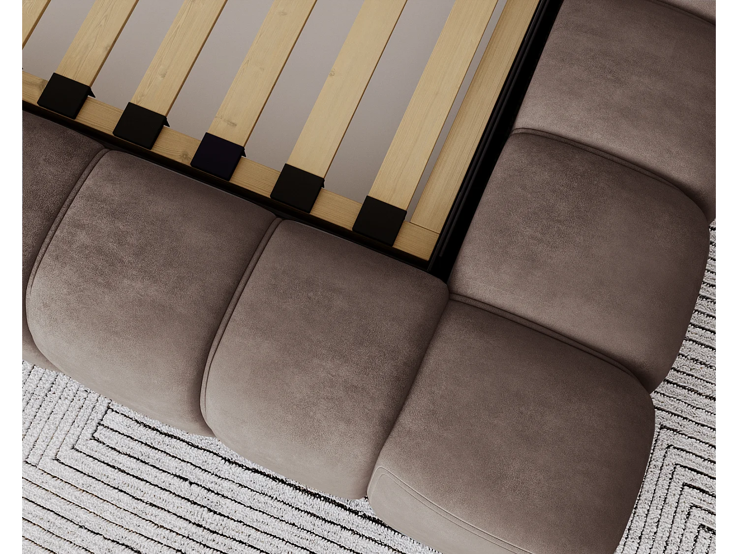 Emporius bed 140x200 met opbergruimte, lattenbodem Como - tweepersoonsbed, dik schuim, fluwelen - Bruin (Whisper 5)