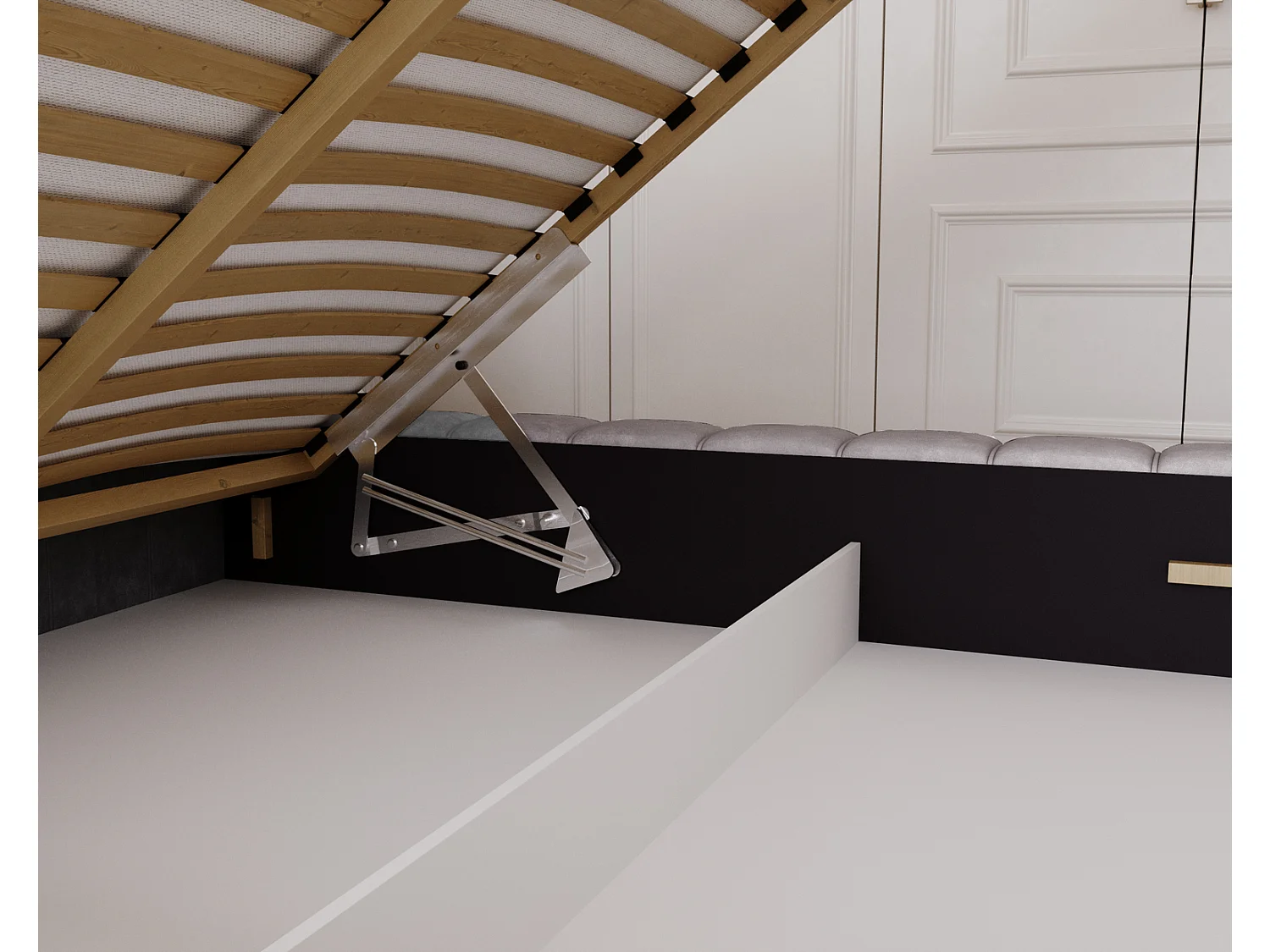 Emporius bed 160x200 met opbergruimte, lattenbodem Como - tweepersoonsbed, dik schuim, fluwelen - Grijs (Whisper 17)