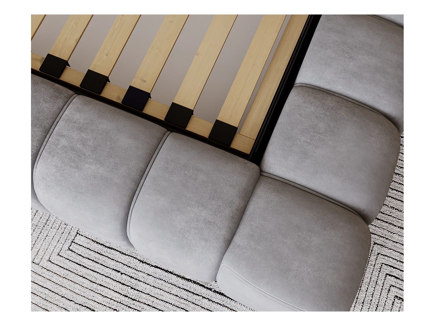 Emporius Lit avec Rangement 160x200cm Como, Lit capitonné, Lit adulte  - Mousse épaisse, tissu Velvet Gris (Whisper 17)