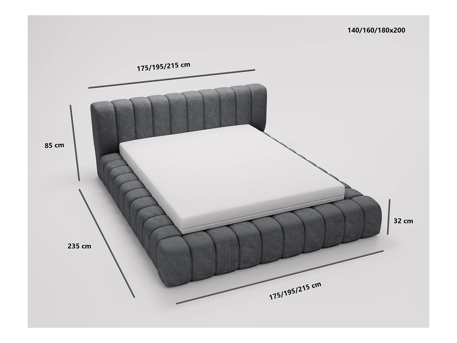 Emporius Lit avec Rangement 180x200cm Como, Lit capitonné, Lit adulte  - Mousse épaisse, tissu Velvet Gris clair (Whisper 16)