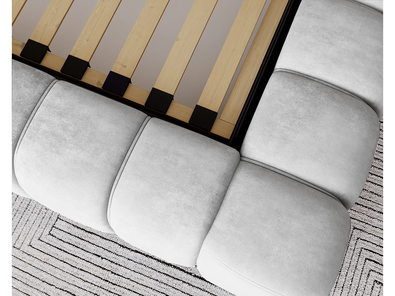 Emporius Lit avec Rangement 180x200cm Como, Lit capitonné, Lit adulte  - Mousse épaisse, tissu Velvet Gris clair (Whisper 16)