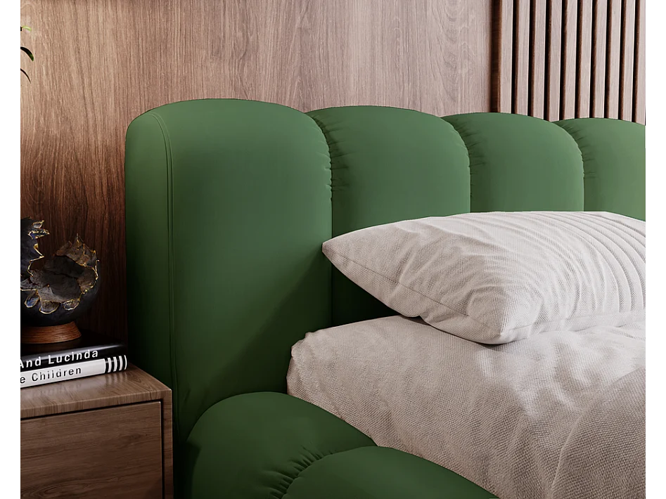 Emporius gestoffeerd bed 140x200 Cloud - Gestoffeerd Hoofdeinde, Lattenbodem, Opbergruimte - Tweepersoonsbed Fluweel - Groen (Jupiter 61)