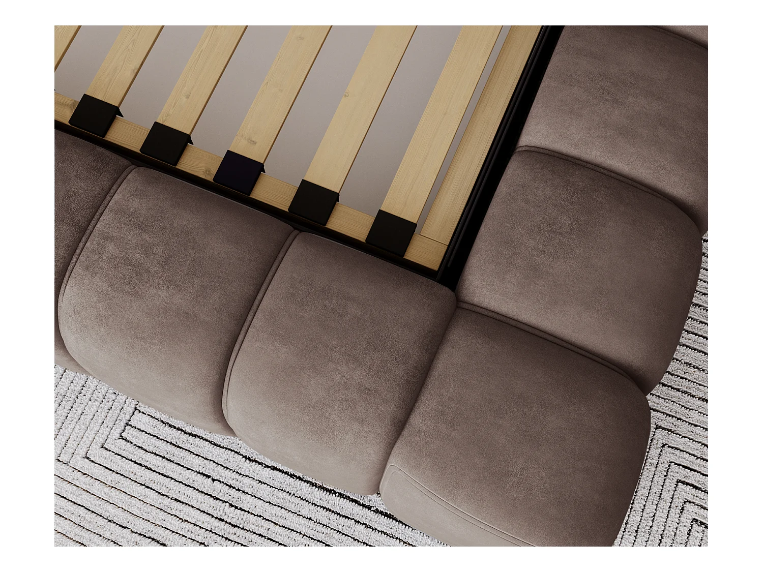 Emporius Lit avec Rangement 160x200cm Como, Lit capitonné, Lit adulte  - Mousse épaisse, tissu Velvet Brun (Whisper 5)