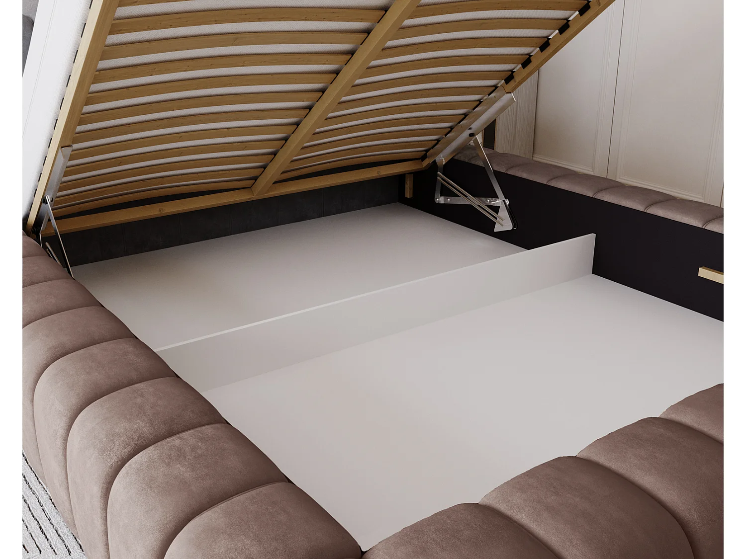 Emporius Lit avec Rangement 160x200cm Como, Lit capitonné, Lit adulte  - Mousse épaisse, tissu Velvet Brun (Whisper 5)