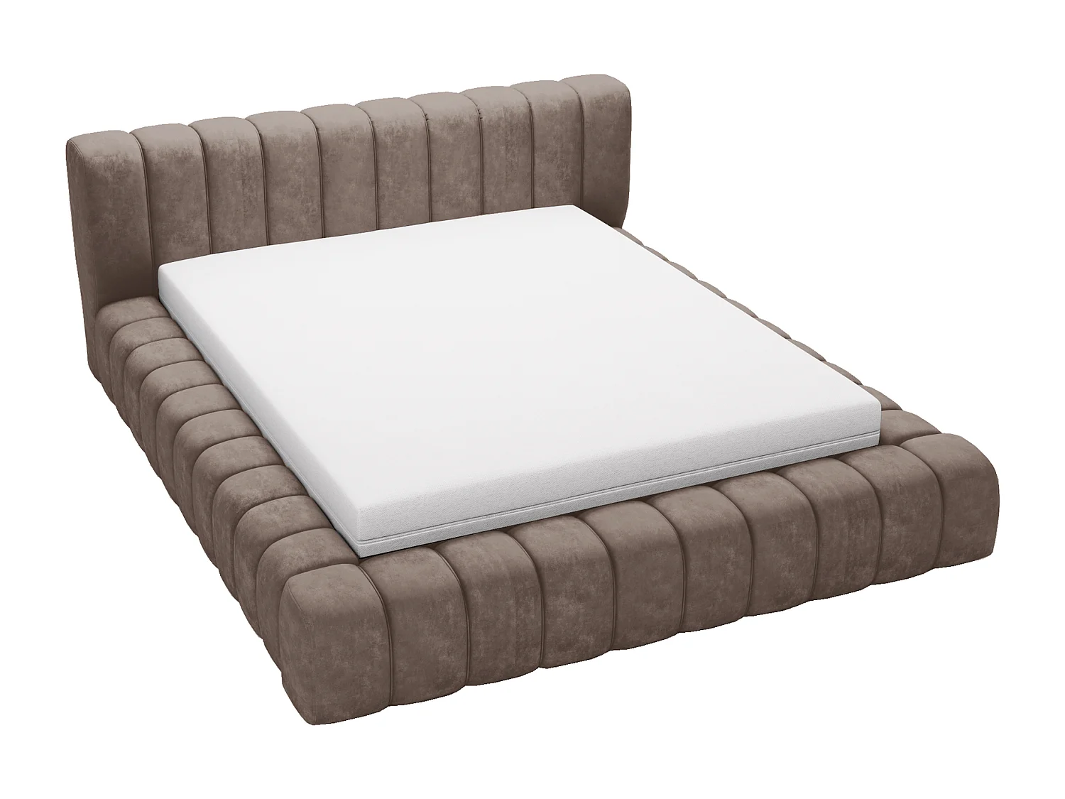 Emporius Lit avec Rangement 160x200cm Como, Lit capitonné, Lit adulte  - Mousse épaisse, tissu Velvet Brun (Whisper 5)