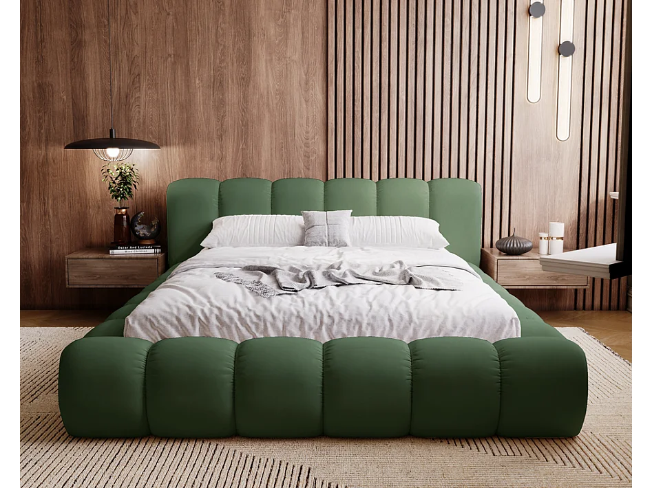 Emporius gestoffeerd bed 180x200 Cloud - Gestoffeerd Hoofdeinde, Lattenbodem, Opbergruimte - Tweepersoonsbed Fluweel - Groen (Jupiter 61)