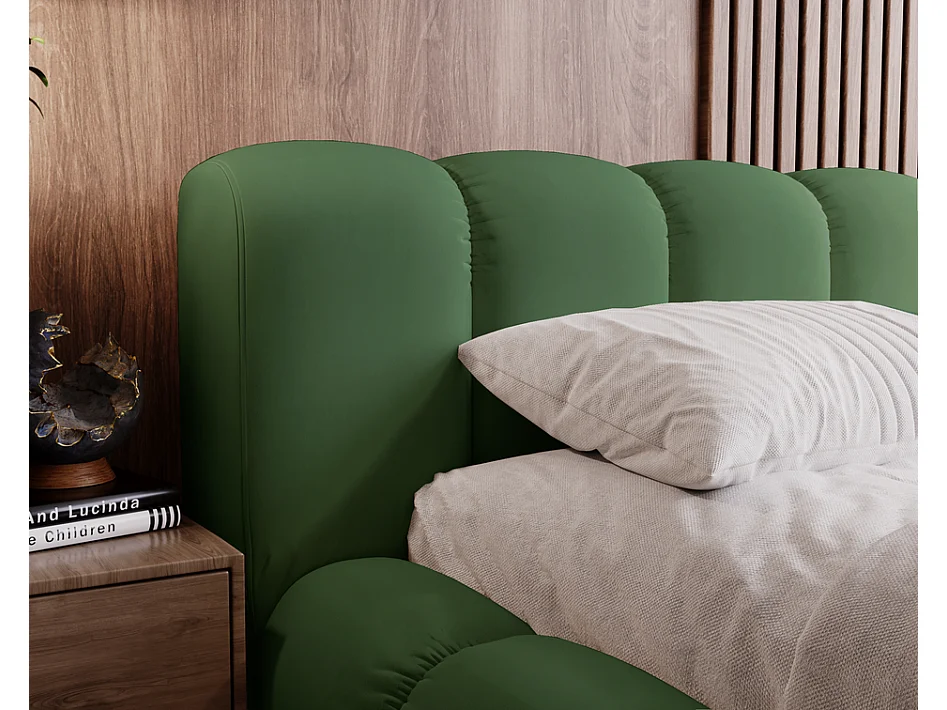 Emporius Lit avec sommier 180x200 Cloud - Lit rembourré, Lit adulte - Lit double avec Rangement, tête de lit - Velvet Vert (Jupiter 61)