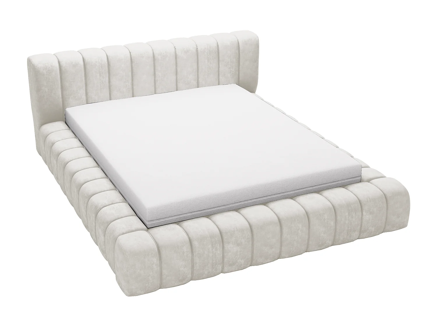 Emporius Lit avec Rangement 140x200cm Como, Lit capitonné, Lit adulte  - Mousse épaisse, tissu Velvet Crème (Whisper 1)