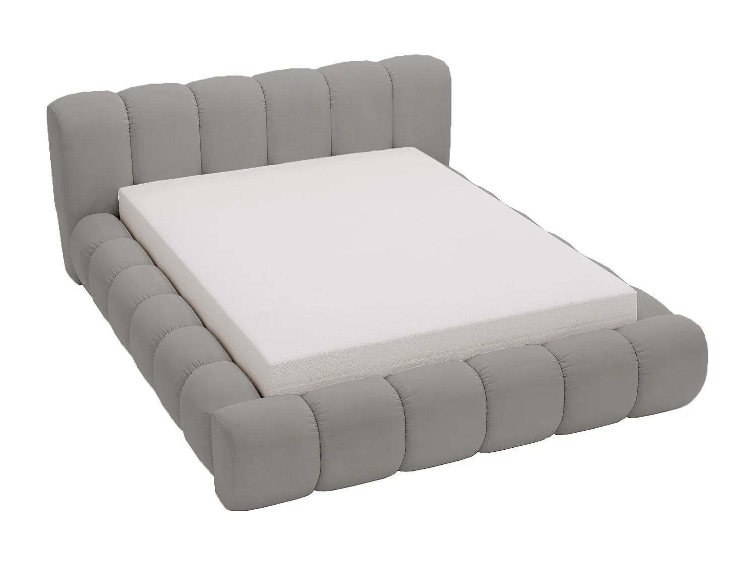 Emporius Lit avec sommier 160x200 Cloud - Lit rembourré, Lit adulte - Lit double avec Rangement, tête de lit - Velvet Gris foncé (Jupiter 22)