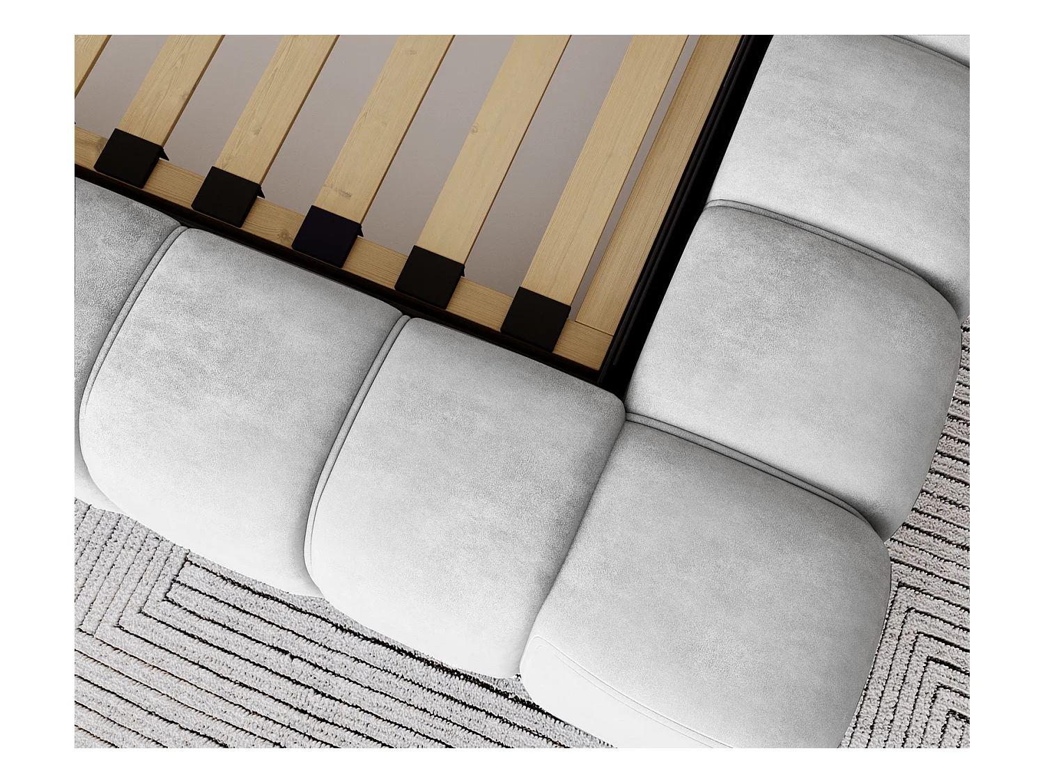 Emporius Lit avec Rangement 160x200cm Como, Lit capitonné, Lit adulte  - Mousse épaisse, tissu Velvet Gris clair (Whisper 16)