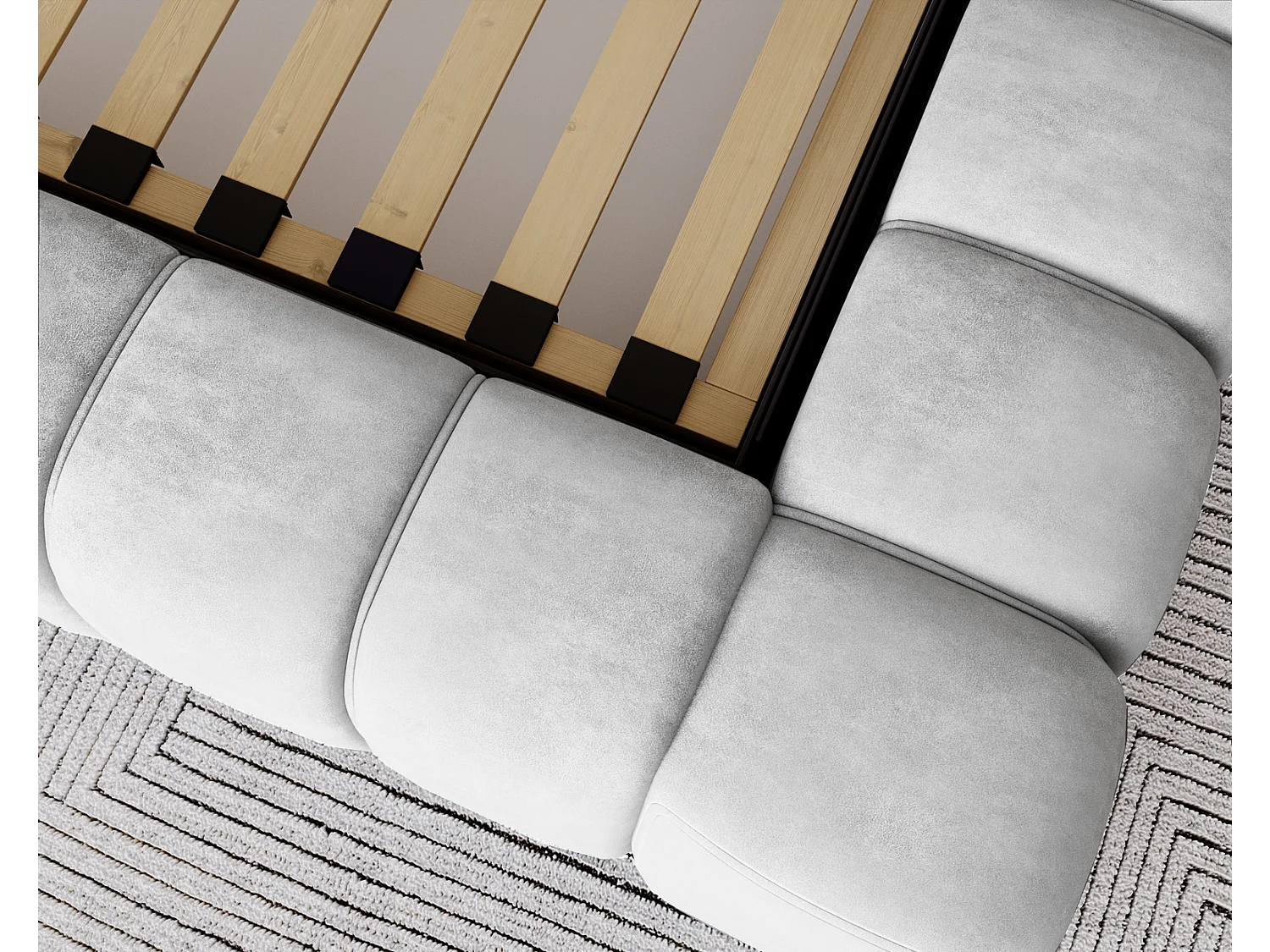 Emporius Lit avec Rangement 160x200cm Como, Lit capitonné, Lit adulte  - Mousse épaisse, tissu Velvet Gris clair (Whisper 16)