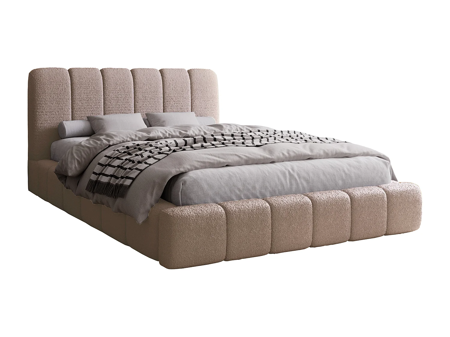 Emporius Lit coffre 180x200 Milan, Lit Rembourré avec Rangement - Lit bouclé Brun (Anthology 5)