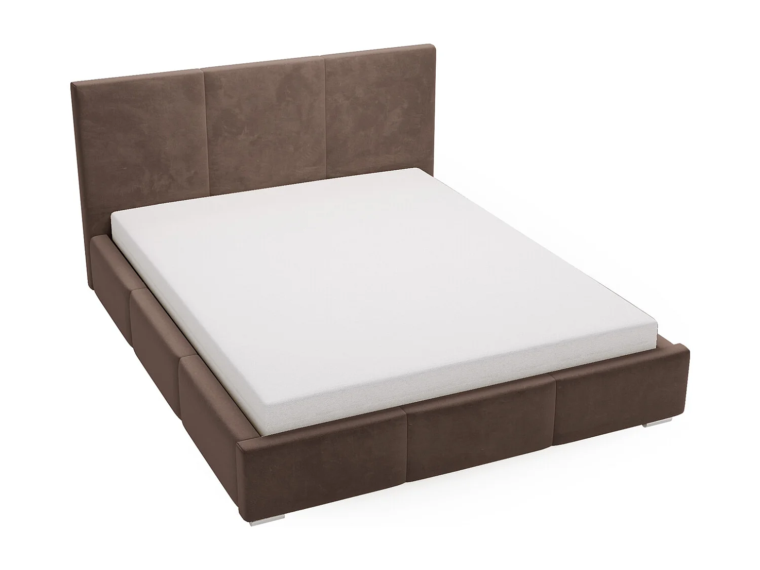 Emporius Lit 140x200 Lary - Lit avec rangement, Lit adulte rembourré - sommier à Lattes, tissu velours Brun (Magic Velvet 2205)